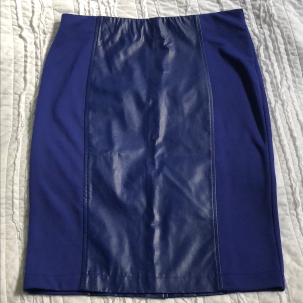 NWT Blue faux leather pencil skirt